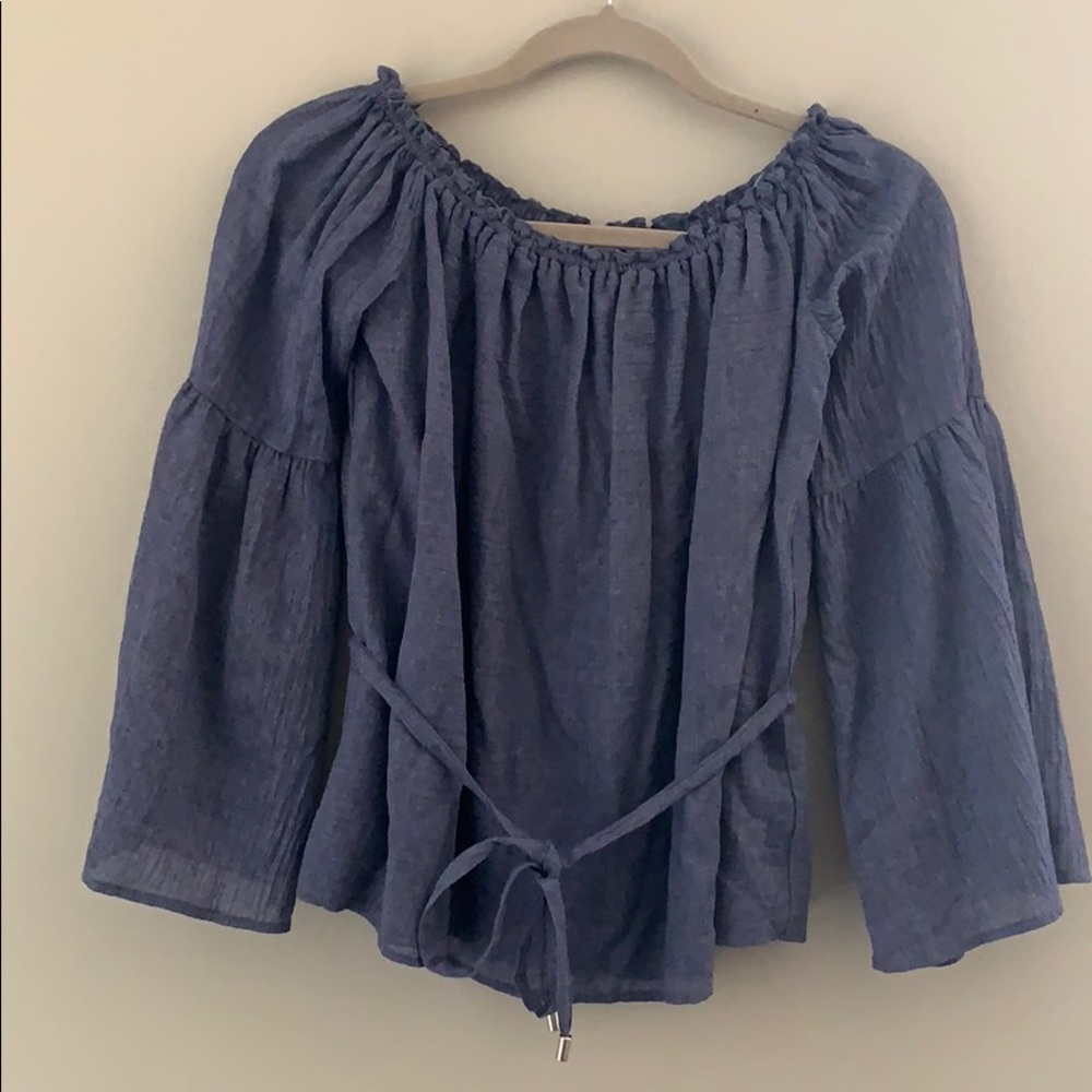 Ministry of Style off the shoulder blue top